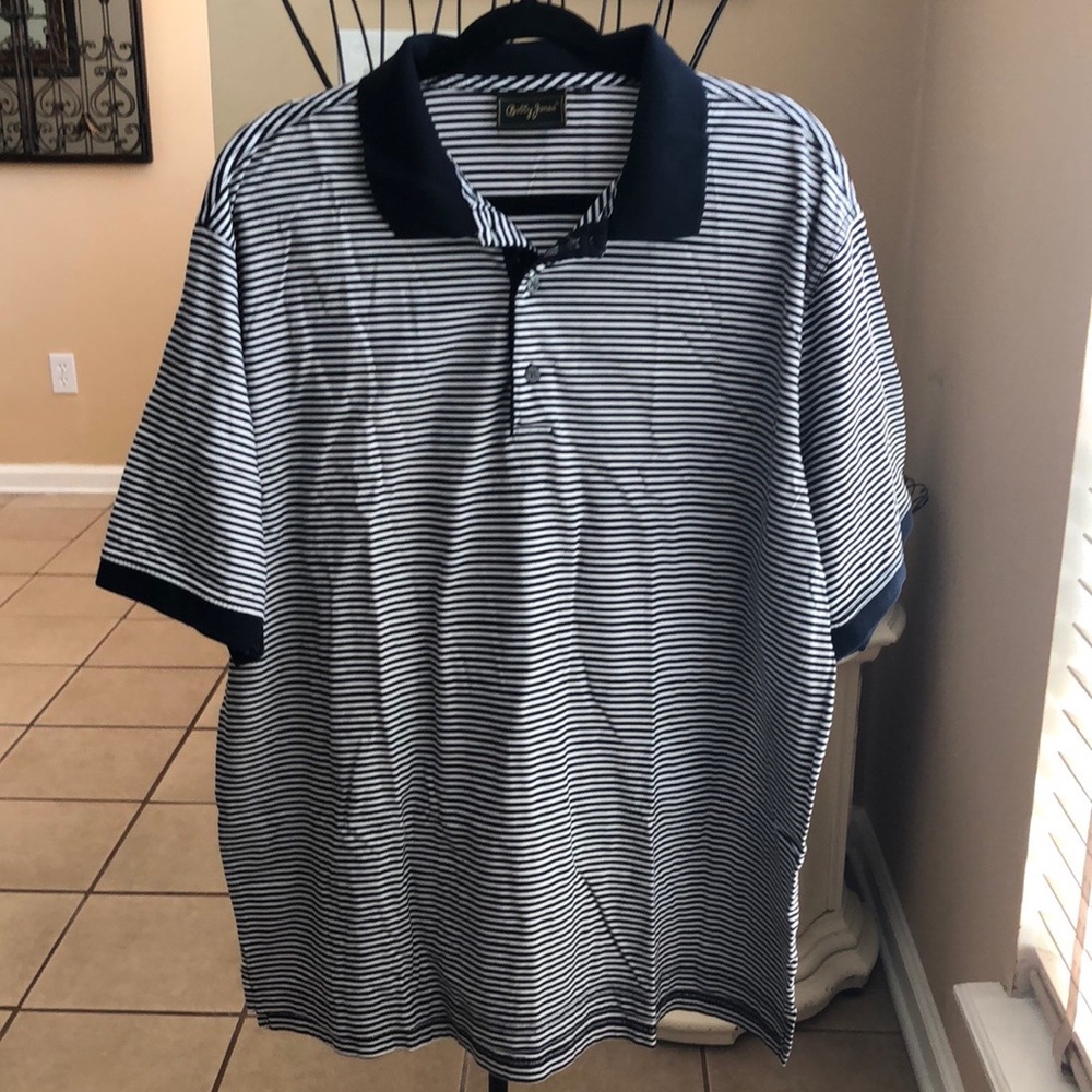 XL Bobby Jones Navy Striped Golf Shirt Polo